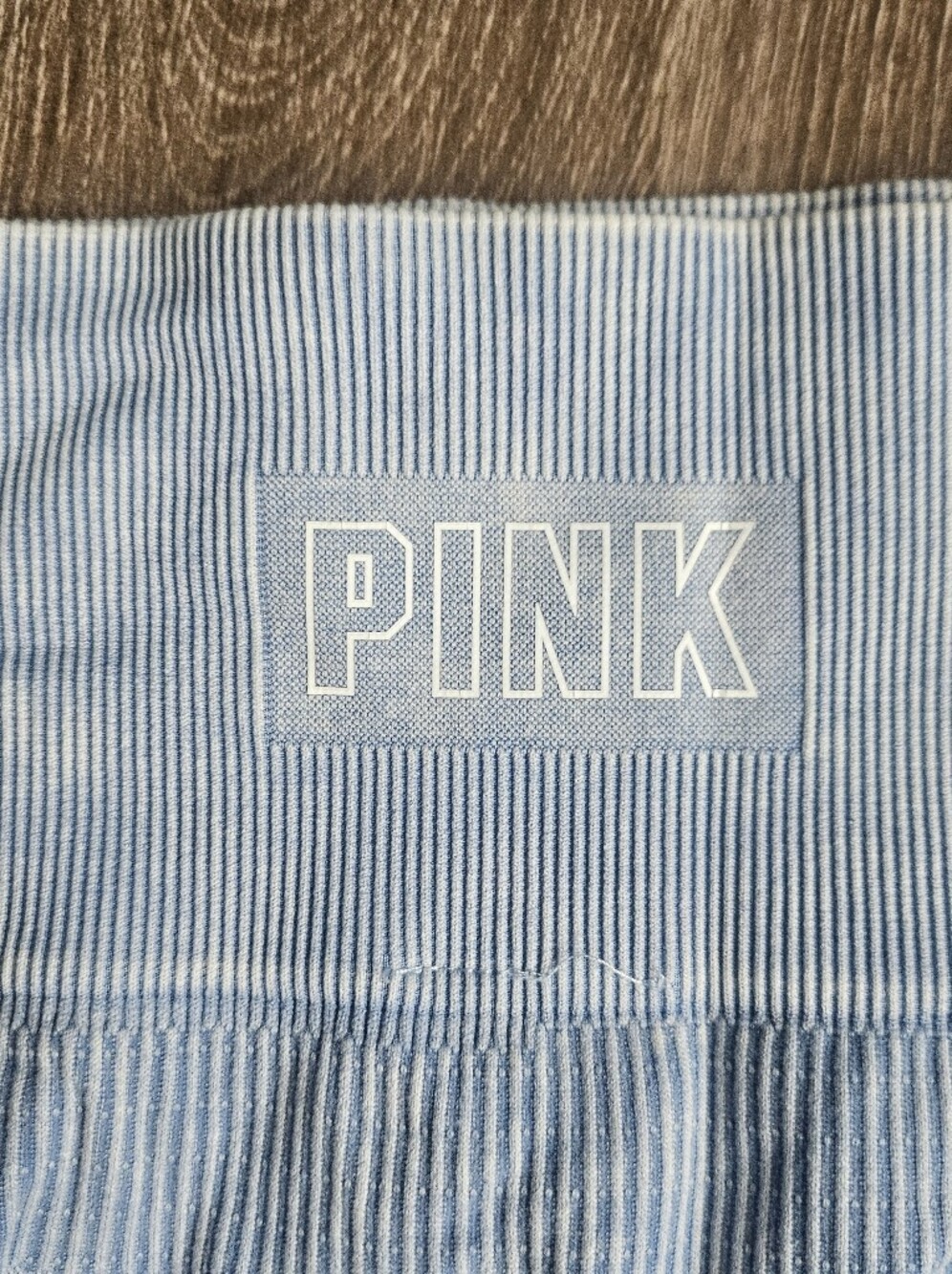PINK by Victoria's Secret Light Blue Ribbed Leggings Waistband Patch